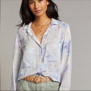 Anthropologie CLOTH & STONE Bess Tie Dye Shirt Top Size S